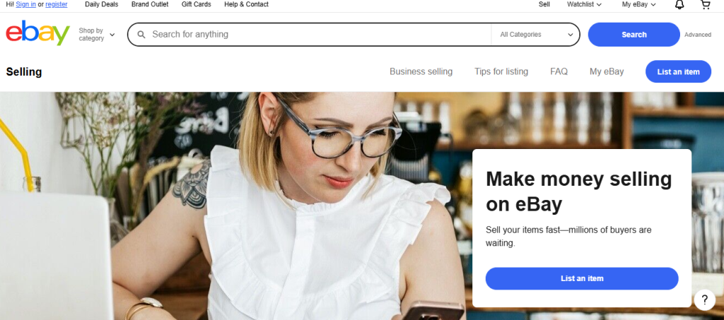 eBay dashboard