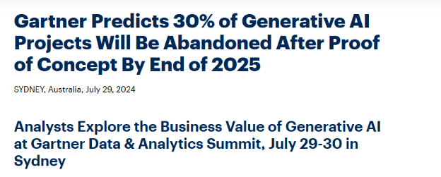 Gartner article on AI generative project 